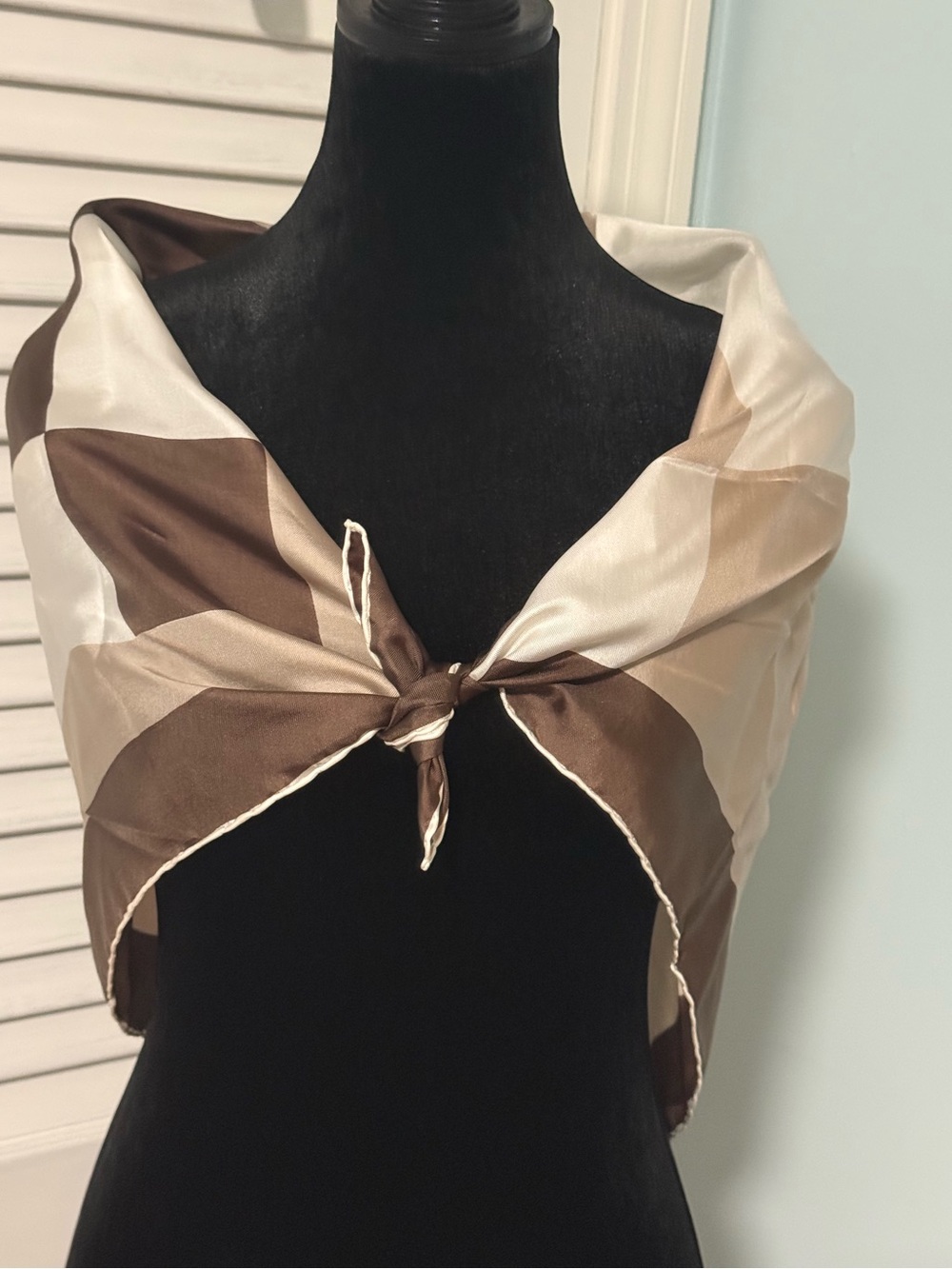 Valentino Silk Brown and Cream Geometric Scarf/Wrap! - Picture 1 of 6